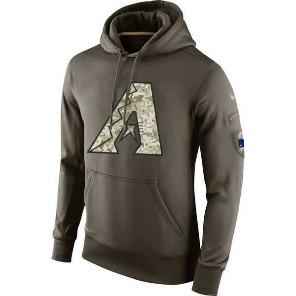 MLB Men Arizona Diamondback Nike Olive Salute To Service KO Performance Hoodie Green->chicago blackhawks->NHL Jersey